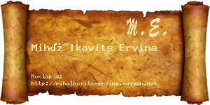 Mihálkovits Ervina névjegykártya